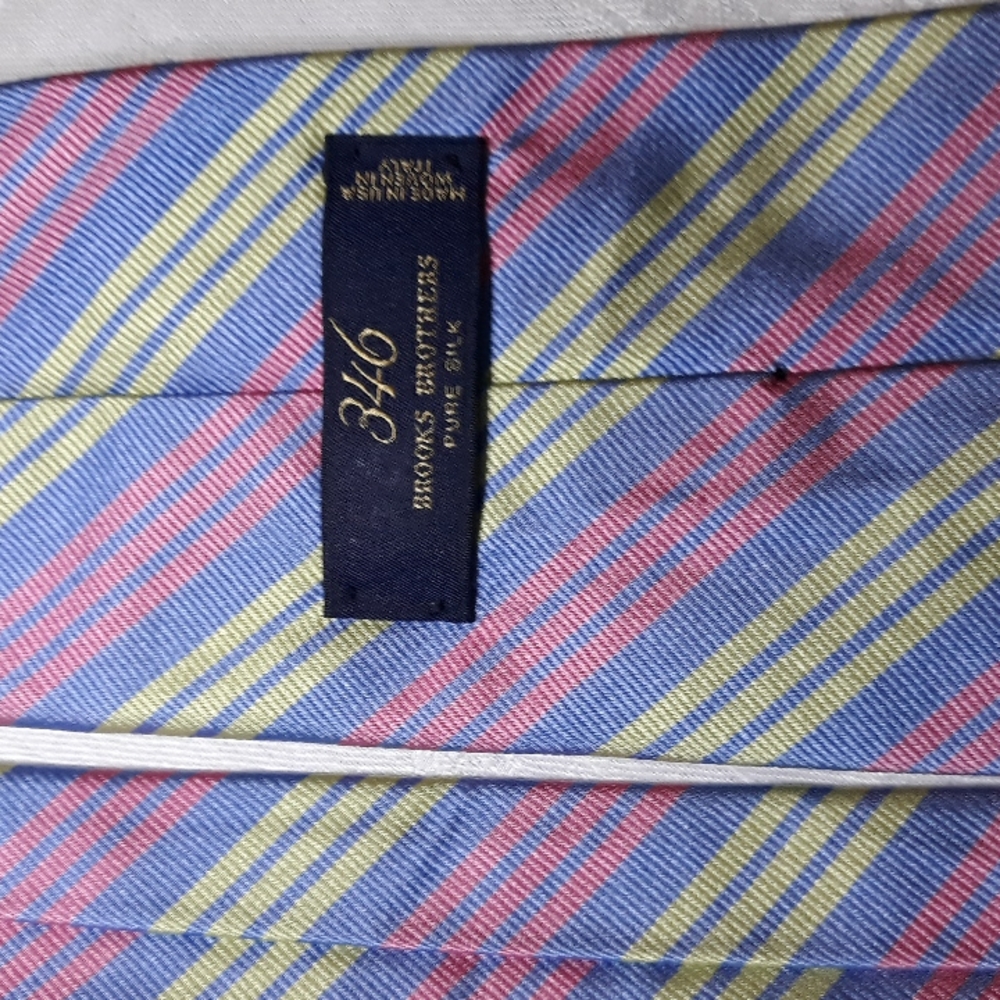 Brooks Brothers pink, yellow and blue striped silk tie